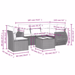 Set Divano da Giardino 6 pz con Cuscini Grigio in Polyrattancod mxl 114305 - Vista aggiuntiva 3