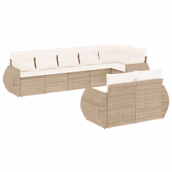 Set Divano da Giardino 8 pz con Cuscini Beige in Polyrattancod mxl 90306 - Vista aggiuntiva 2