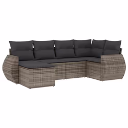 Set Divano da Giardino 6 pz con Cuscini Grigio in Polyrattancod mxl 90168 - Vista aggiuntiva 2