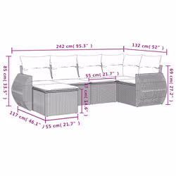vidaXL Set Divano da Giardino 6pz con Cuscini Grigio Chiaro Polyrattan - Vista aggiuntiva 3