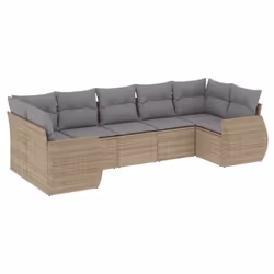 Set Divani da Giardino 7 pz con Cuscini Beige in Polyrattancod mxl 88816 - Vista aggiuntiva 2