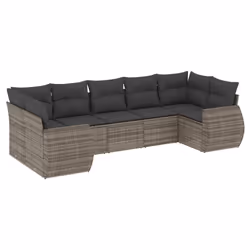 Set Divani da Giardino 7 pz con Cuscini Grigio in Polyrattancod mxl 114313 - Vista aggiuntiva 2