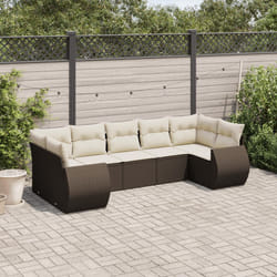 vidaXL Set Divani da Giardino 7 pz con Cuscini Marrone in Polyrattan