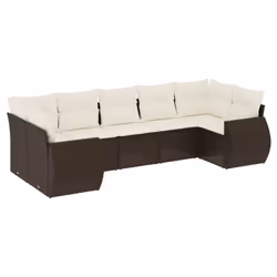 vidaXL Set Divani da Giardino 7 pz con Cuscini Marrone in Polyrattan - Vista aggiuntiva 2