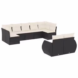 Set Divani da Giardino 9 pz con Cuscini Nero in Polyrattancod mxl 88815 - Vista aggiuntiva 2