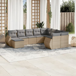 vidaXL Set Divano da Giardino 10 pz con Cuscini Beige in Polyrattan