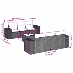 vidaXL Set Divani da Giardino 7pz con Cuscini Grigio Chiaro Polyrattan - Vista aggiuntiva 3