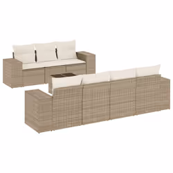 vidaXL Set Divano da Giardino 8 pz con Cuscini Beige in Polyrattan - Vista aggiuntiva 2