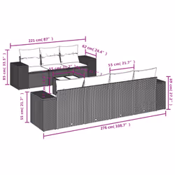 vidaXL Set Divano da Giardino 8 pz con Cuscini Beige in Polyrattan - Vista aggiuntiva 3