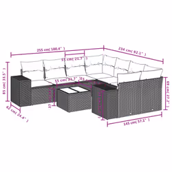 vidaXL Set Divani da Giardino 9pz con Cuscini Marrone in Polyrattan - Vista aggiuntiva 3