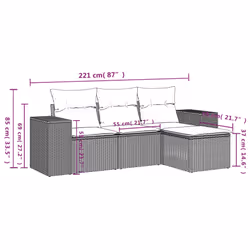 vidaXL Set Divano da Giardino 4pz con Cuscini Grigio Chiaro Polyrattan - Vista aggiuntiva 3
