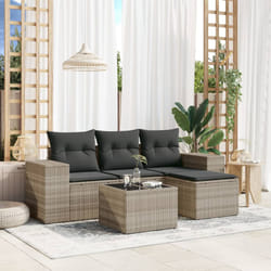 vidaXL Set Divano da Giardino 5pz con Cuscini Grigio Chiaro Polyrattan