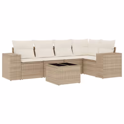 Set Divano da Giardino 6 pz con Cuscini Beige in Polyrattancod mxl 91076 - Vista aggiuntiva 2