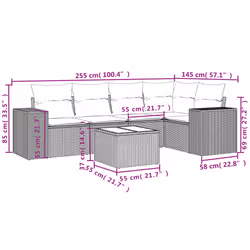 Set Divano da Giardino 6 pz con Cuscini Beige in Polyrattancod mxl 91076 - Vista aggiuntiva 3