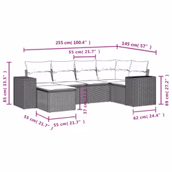 vidaXL Set Divano da Giardino 6 pz con Cuscini Nero in Polyrattan - Vista aggiuntiva 3