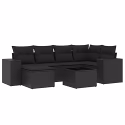 vidaXL Set Divani da Giardino con Cuscini 7pz Nero Polyrattan - Vista aggiuntiva 2