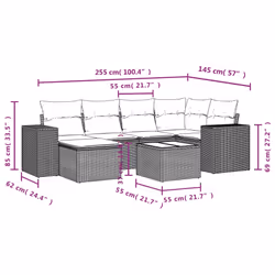 vidaXL Set Divani da Giardino con Cuscini 7pz Nero Polyrattan - Vista aggiuntiva 3