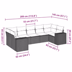 vidaXL Set Divani da Giardino 7 pz con Cuscini Beige in Polyrattan - Vista aggiuntiva 3