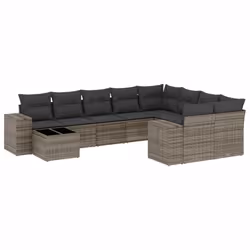 Set Divano da Giardino 10 pz con Cuscini Grigio in Polyrattancod mxl 113208 - Vista aggiuntiva 2