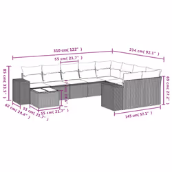 Set Divano da Giardino 10 pz con Cuscini Grigio in Polyrattancod mxl 113208 - Vista aggiuntiva 3