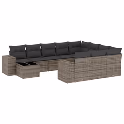 Set Divani da Giardino 11 pz con Cuscini in Polyrattan Grigiocod mxl 91613 - Vista aggiuntiva 2
