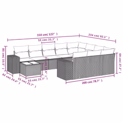 Set Divani da Giardino 11 pz con Cuscini in Polyrattan Grigiocod mxl 91613 - Vista aggiuntiva 3