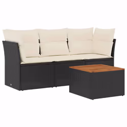 Set Divani da Giardino 4 pz con Cuscini Nero in Polyrattancod mxl 115342 - Vista aggiuntiva 2
