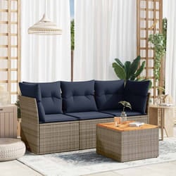 vidaXL Set Divani da Giardino 4 pz con Cuscini Grigio in Polyrattan
