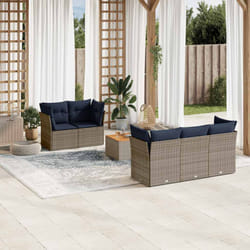 vidaXL Set Divani da Giardino 6 pz con Cuscini Grigio in Polyrattan