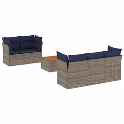 vidaXL Set Divani da Giardino 6 pz con Cuscini Grigio in Polyrattan - Vista aggiuntiva 2