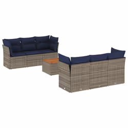 vidaXL Set Divani da Giardino 7 pz con Cuscini Grigio in Polyrattan - Vista aggiuntiva 2