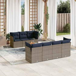 vidaXL Set Divani da Giardino 8 pz con Cuscini Grigio in Polyrattan