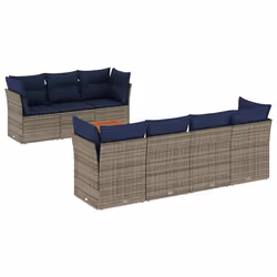 vidaXL Set Divani da Giardino 8 pz con Cuscini Grigio in Polyrattan - Vista aggiuntiva 2