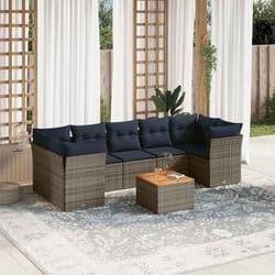 vidaXL Set Divani da Giardino 8 pz con Cuscini Grigio in Polyrattan