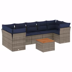 vidaXL Set Divani da Giardino 8 pz con Cuscini Grigio in Polyrattan - Vista aggiuntiva 2