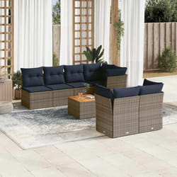 vidaXL Set Divani da Giardino 8 pz con Cuscini Grigio in Polyrattan