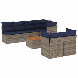 vidaXL Set Divani da Giardino 8 pz con Cuscini Grigio in Polyrattan - Vista aggiuntiva 2