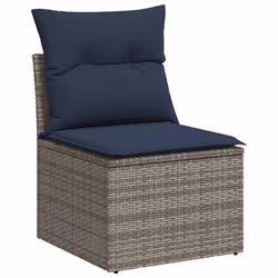 vidaXL Set Divani da Giardino 9 pz con Cuscini Grigio in Polyrattan - Vista aggiuntiva 3
