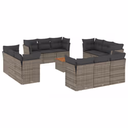 Set Divani da Giardino 13 pz con Cuscini Grigio in Polyrattancod mxl 90489 - Vista aggiuntiva 2