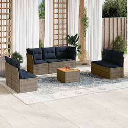 vidaXL Set Divani da Giardino 8 pz con Cuscini Grigio in Polyrattan
