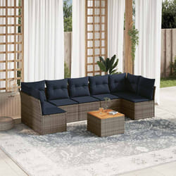 vidaXL Set Divani da Giardino 8 pz con Cuscini Grigio in Polyrattan