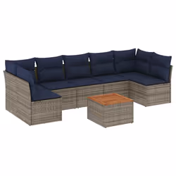 vidaXL Set Divani da Giardino 8 pz con Cuscini Grigio in Polyrattan - Vista aggiuntiva 2