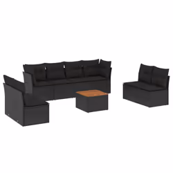 Set Divani da Giardino 9 pz con Cuscini Nero in Polyrattancod mxl 89127 - Vista aggiuntiva 2