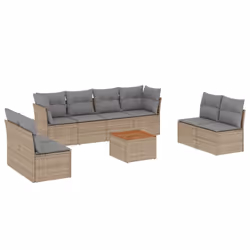 vidaXL Set Divano da Giardino 9 pz con Cuscini Beige Misto Polyrattan - Vista aggiuntiva 2