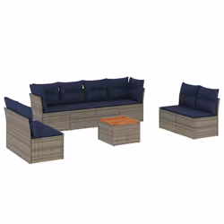 vidaXL Set Divani da Giardino 9 pz con Cuscini Grigio in Polyrattan - Vista aggiuntiva 2