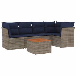 vidaXL Set Divani da Giardino 6 pz con Cuscini Grigio in Polyrattan - Vista aggiuntiva 2