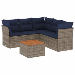 vidaXL Set Divani da Giardino 6 pz con Cuscini Grigio in Polyrattan - Vista aggiuntiva 2