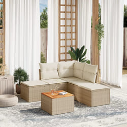 vidaXL Set Divano da Giardino 6 pz con Cuscini Beige in Polyrattan