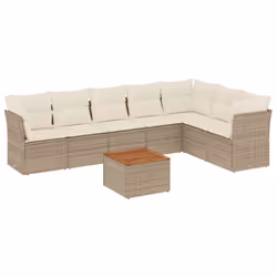 vidaXL Set Divano da Giardino 8 pz con Cuscini Beige in Polyrattan - Vista aggiuntiva 2