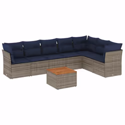 vidaXL Set Divani da Giardino 8 pz con Cuscini Grigio in Polyrattan - Vista aggiuntiva 2
